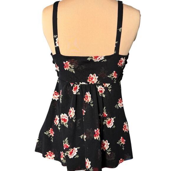 Express Y2K Floral Babydoll Spaghetti Strap Twist Front Top Size Medium - Picture 3 of 8